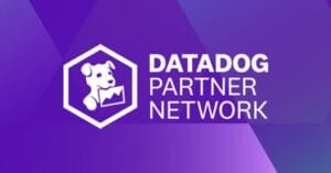Datadog Partner Network logo with the white dog icon in a hexagon against a purple gradient background.