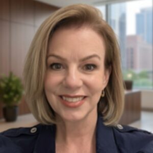 Professional headshot of Suzanne DiCicco, Principal & Co-Founder of AI Governance Advisors, smiling in a navy blue jacket.