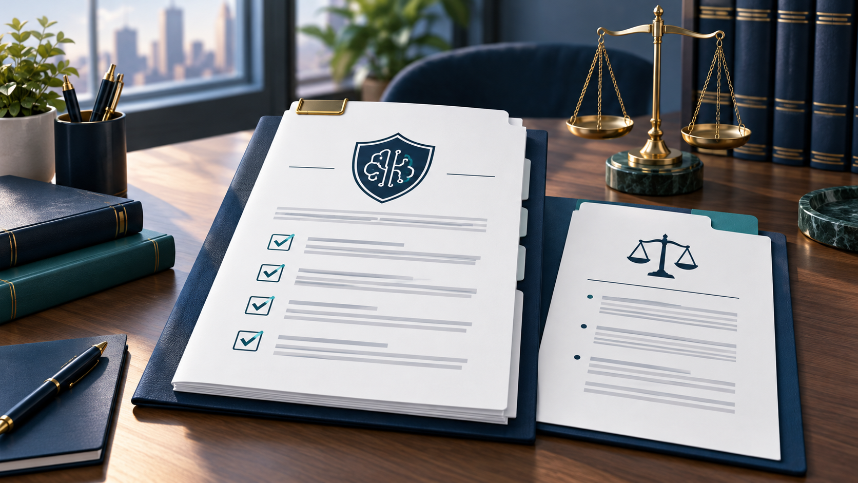AI acceptable use policy document with checklist sections and a law firm addendum tab